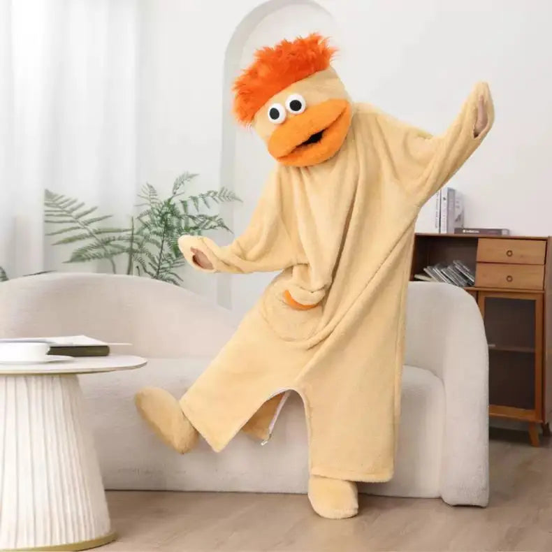 Nuevo pijama de una pieza con diseño de monstruo de boca grande, lindo y divertido, de forro polar grueso, ropa de casa para parejas, hombres y mujeres, pijama de dibujos animados para otoño